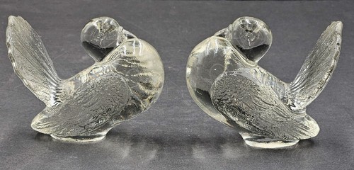 Coppia statuine piccioni - , vetro
