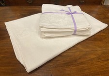 Antica Tovaglia In Fiandra 180x180cm  Completa Di  10 Tovaglioli Monogramma