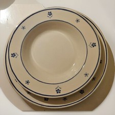 Ikea  15914 Made In Italy- Set  Piatto Piano E  Fondo Bianco Con Fiori Blu