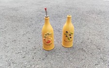 Olio e Aceto coppia bottiglie REVOL in porcellana decorate a mano
