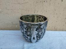ANTICO VASO ART NOUVEAU AMERICANO IN VETRO FUMÉ CON DECORI ARGENTO TITOLO 925