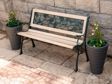 LIVIVO PANCA DA GIARDINO 3 POSTI LEGNO & GHISA CON PVC ROSA SEDILE POSTERIORE PARCO 