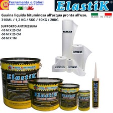 Guaina Liquida Bituminosa Nera ELASTIK 310ml 1,2 5 10 20 kg Supporto Antifessura
