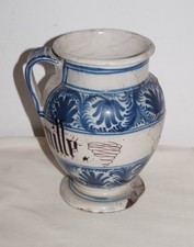 ANTICA BROCCA VERSATOIO ALBARELLO DA FARMACIA IN MAIOLICA  DIFETTI EPOCA '700