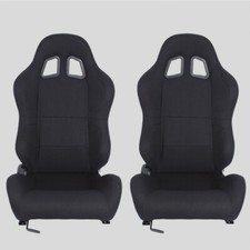 Coppia Sedili sportivi avvolgenti auto in tessuto nero N100 con binari