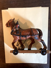  Cavallo da tiro (vecchio) - Elastolin - "Cavallo ubriaco" - su telaio in legno - giocato