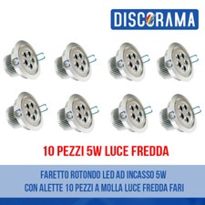 FARETTO ROTONDO LED AD INCASSO 5W CON ALETTE 10 PEZZI A MOLLA LUCE FREDDA FARI