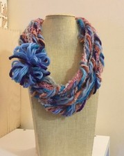Sciarpa collana, scaldacollo, collana fatta a mano, sciarpa misto lana