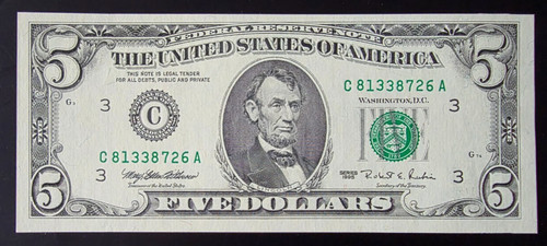 Banconota stati uniti usa - usa, 5