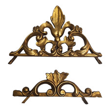 Coppia Cimase Dorate in Legno Decorazione Arredo Vintage Stile Luigi XV Barocco