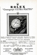 PUBBLICITA' 1956 ROLEX CRONOGRAFO ULTRA PIATTO MOD. G. 4062 CARATTERISTICHE
