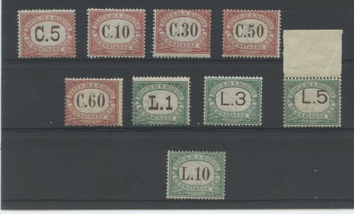 San marino 1924 tasse rara - marino, 9v