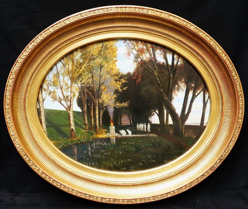 Quadro francese ovale cornice - quadro,