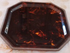 VINTAGE  GUZZINI-GRANDE VASSOIO OTTAGONALE IN FINTA TARTARUGA-FINITURE IN OTTONE