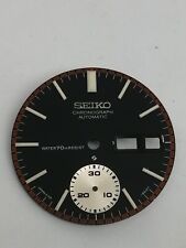 Seiko chrono 6139 27.6mm dial quadrante indicatori secondi rossi nos con difetto