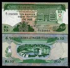 MAURITIUS 10 RUPIE P35 1985