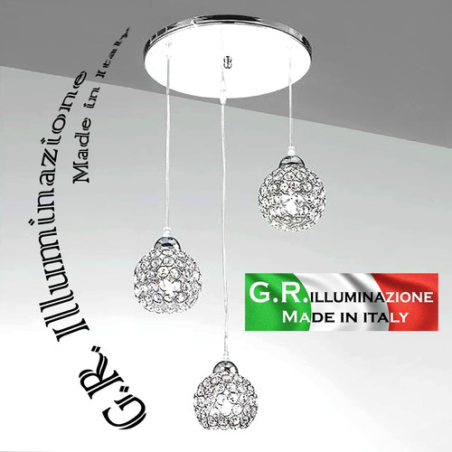 Lampadario moderno cromato - lampadario,