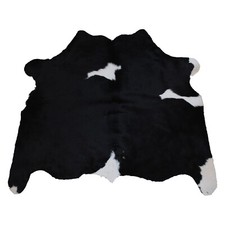 Vero Vacchetta Tappeto Misura Media Nero Bianco Mucca Pelle di Vitello