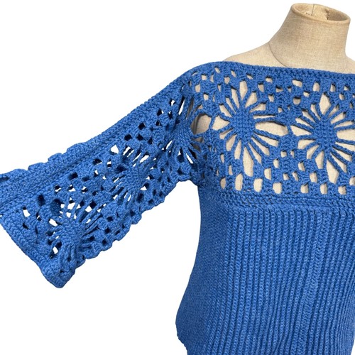 Maglione donna blu uncinetto - donna,