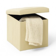 Pouf Pieghevole in Velluto Tortora 38x38x38 cm Salvaspazio con Coperchio Moderno