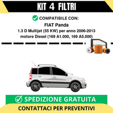 Kit 4 Filtri Tagliando per FIAT Panda 1.3 D Multijet 55 kw Diesel 2006-2013