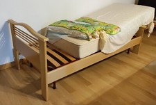letto singolo completo di rete con doghe in legno di Faggio con materasso a moll