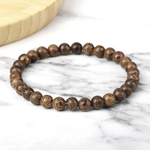 Bracciale perle legno - , naturale