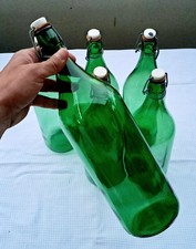 Lotto 6pz BOTTIGLIE BOTTIGLIONI VETRO VERDE ACQUA VINO 2 LITRI + TAPPI OMAGGIO