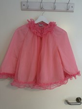 cardigan vintage anni 60 rosa corallo caldo nylon babydoll volant bottoni top