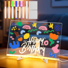 Lavagnetta in Acrilico Con Luci LED, Lavagna Magica per Bambini Cancellabile, 30