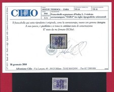 1943 ZARA, Occupazione tedesca - Tassa n. 11, 5 Lire Viola, Certificato MNH** - Ex