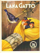 PUBBLICITA' 1933 LANA GATTO FILATURA DI TOLLEGNO GOMITOLO ZEPHIR NIDO CODOGNATO 