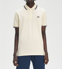 Polo uomo Fred Perry M3600 doppia punta in cotone ecrù taglia M