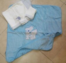 Set Coordinato Cesta Neonato Coperta Lenzuola Cesta Azzurro 4 Pz