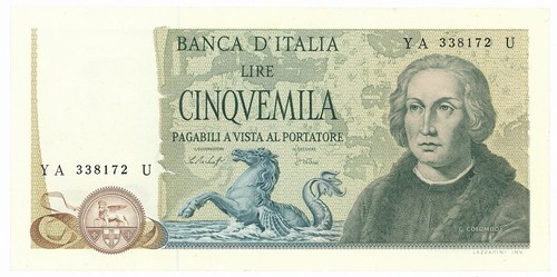5000 lire cristoforo colombo - lire,
