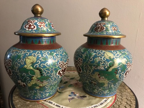 Cloisonne paire potiche - potiche, pot
