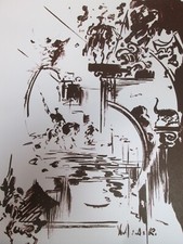 NANNI VALENTINI LITOGRAFIA ORIGINALE FIRMATA NUMERATA ROCOCO' SUITE I PESARO C9