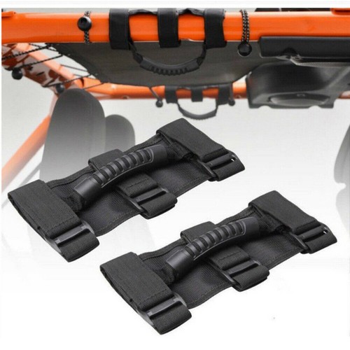 Black roll bar grab handles - black,