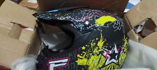 Casco Uomo Ragazzo Bambino Nero Giallo Opaco Yellow Motocross ENDURO Fuoristrada