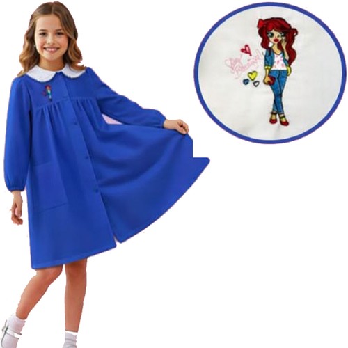 Grembiule scuola blu bottoni
