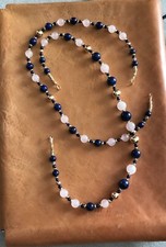 Collana donna pietre dure naturali: lapislazzuli, quarzo matte rosa - 2 modelli