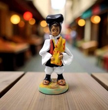 Arte Sarda OMETTO CERAMICA ARTIGIANALE COSTUME SARDO BISACCIA CM 12X6 R. CARBONI