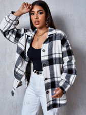 SHEIN - CAPPOTTO DONNA - FANTASIA A QUADRI - BIANCO & NERO