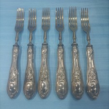 ARGENTERIA SET DA COLLEZIONE 6 POSATE FORCHETTE ARG.800 VINTAGE DESIGN RARO