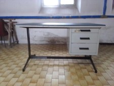 scrivania ufficio anni 50 da magazzino grigia, nera e blu