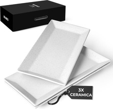 - Set Di 3 Grandi Vassoi Da Portata in Ceramica/Piatti Da Portata Rettangolari p
