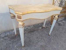CONSOLE LACCATA VENEZIANA - PIANO LEGNO A FINTO MARMO - PIEDI A PUNTA E DECORI