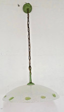 Lampadario Sospeso  Sopra Tavolo E27  Vetro 60cm e decoro Catena Ottone 1 Mt