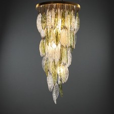 Lampadario con Foglie in Vetro