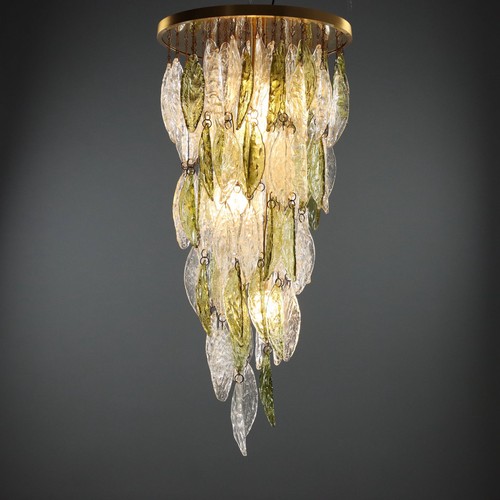 Lampadario con foglie vetro - lampadario,
